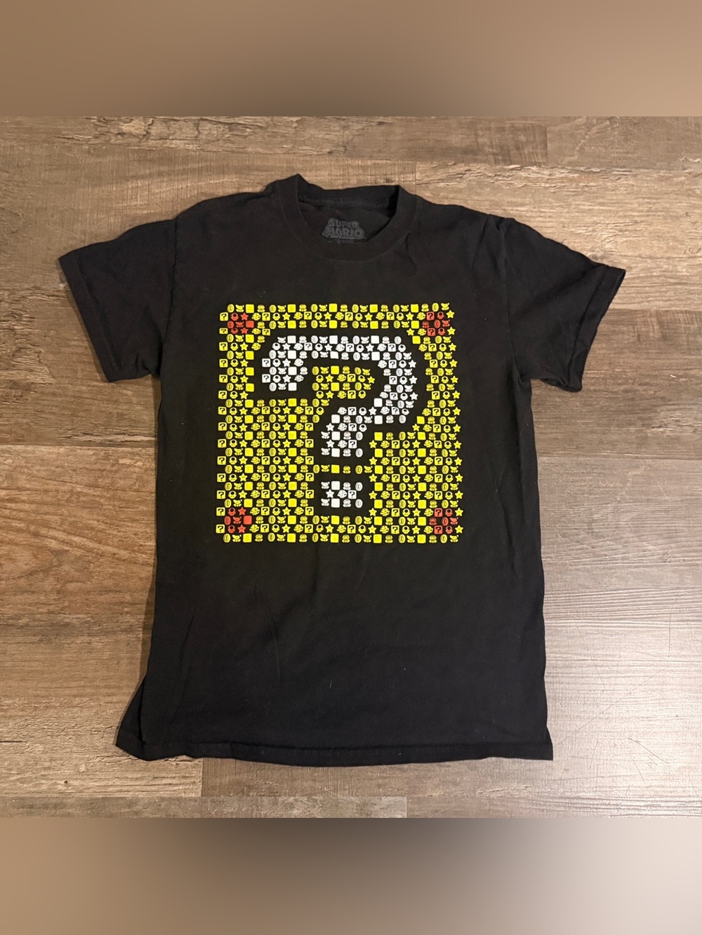 Nintendo Black Tee with Yellow Pixel Question Block